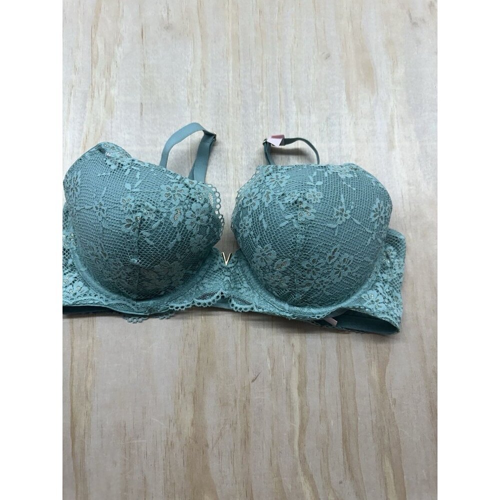 Victoria's Secret 38D LIGHTLY LINED LACE Uplift DEMI BRA Sea Glass Green NWTs